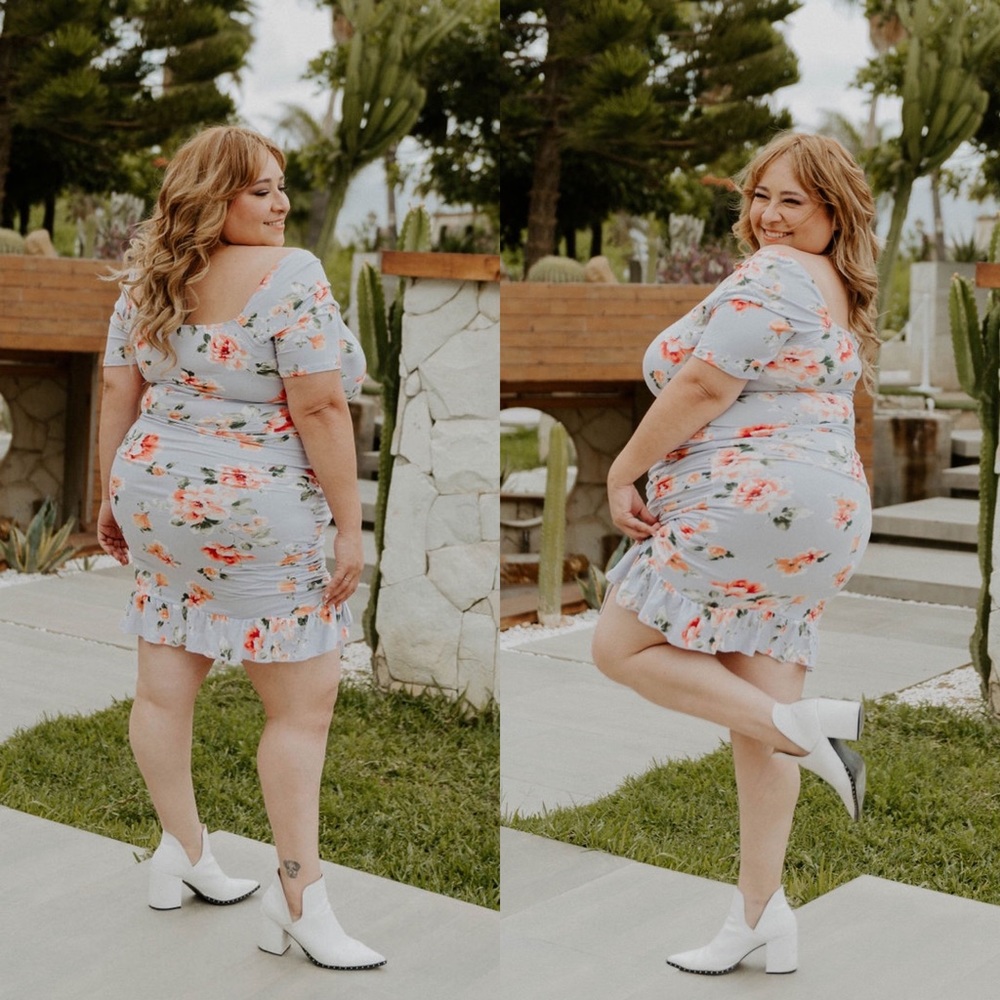 *24 HOUR SALE* Romance Please Floral Lavender Plus Size Mini Dress - Picture 4 of 7